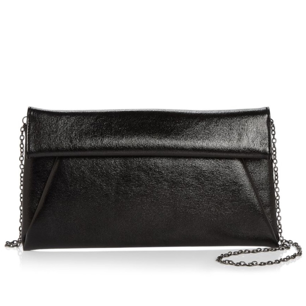 HP! Metallic Foldover Clutch, in Black NWT